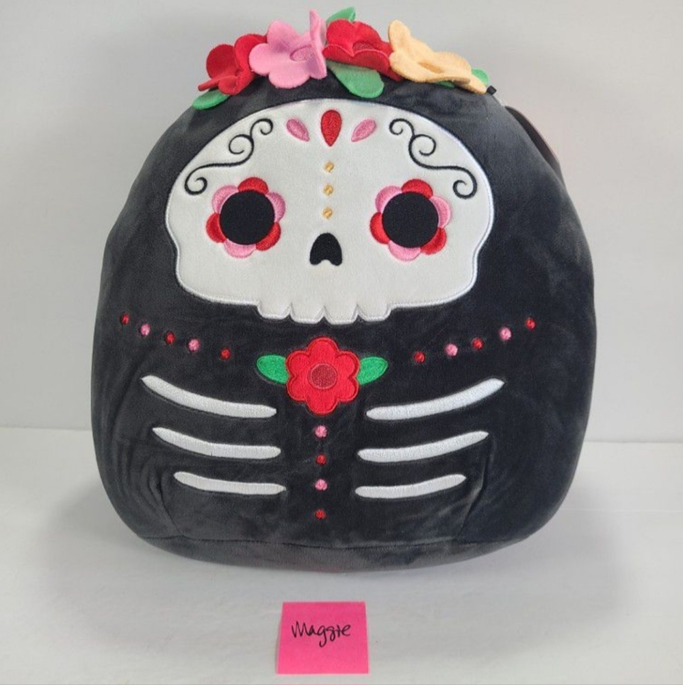 Squishmallow 12" Anessa Day Of The Dead Sugar Skull Black White Plush